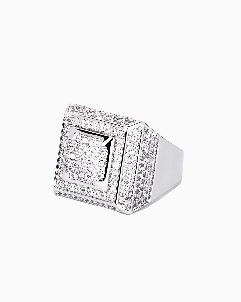 Luxury Signet Ring – Bold Hip Hop Style with Intense White Shine